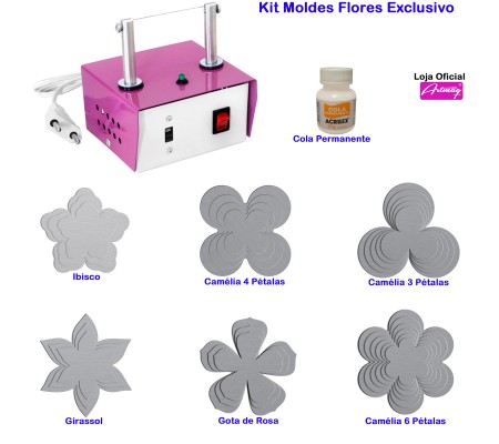 Máquina De Cortar E Selar Fitas + Kit Moldes Flores